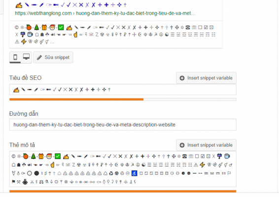 Hiển thị bộ ký tự đặc biệt vào title và meta description kết quả tìm kiếm google serp 